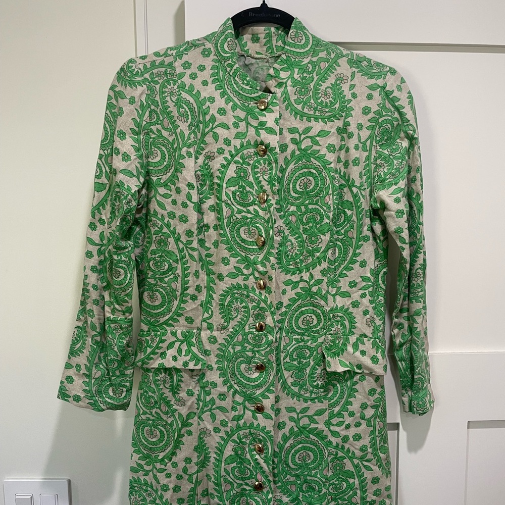 Vintage Green Paisley 60s/70’s Mini Shift Go-go Dress